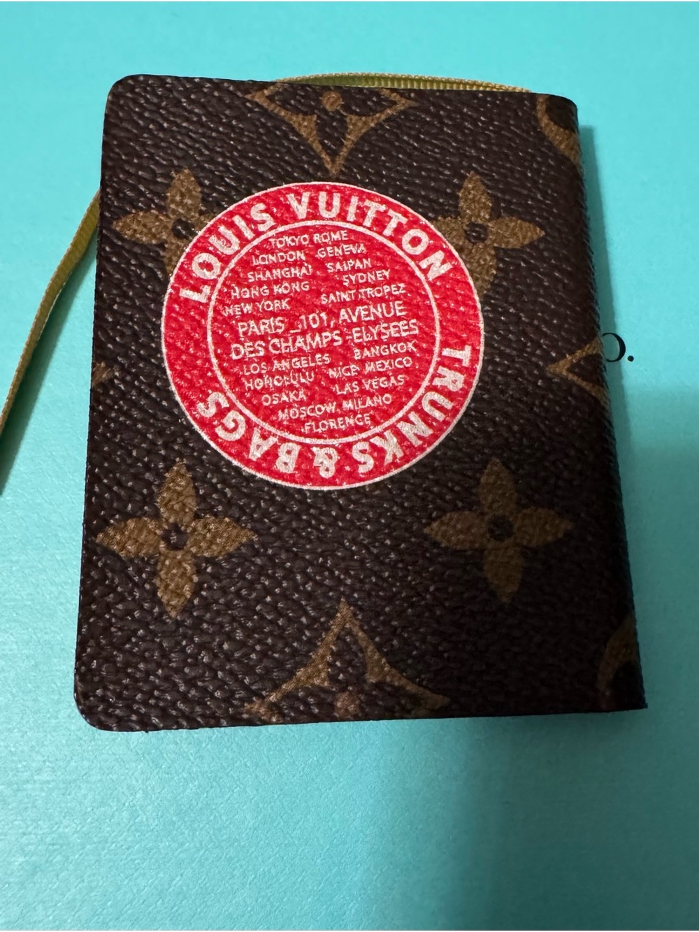 Louis Vuitton Brown Monogram Passport Cover with Blue-Cream Statue Motif - Picture 2 of 11